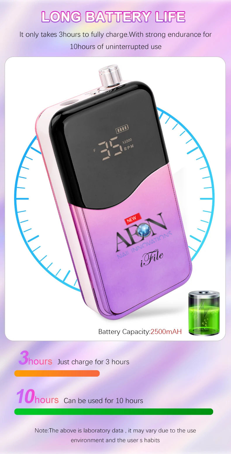 2-in-1 Hybrid Brushless Portable Nail Drill Machine #Gradient Purple