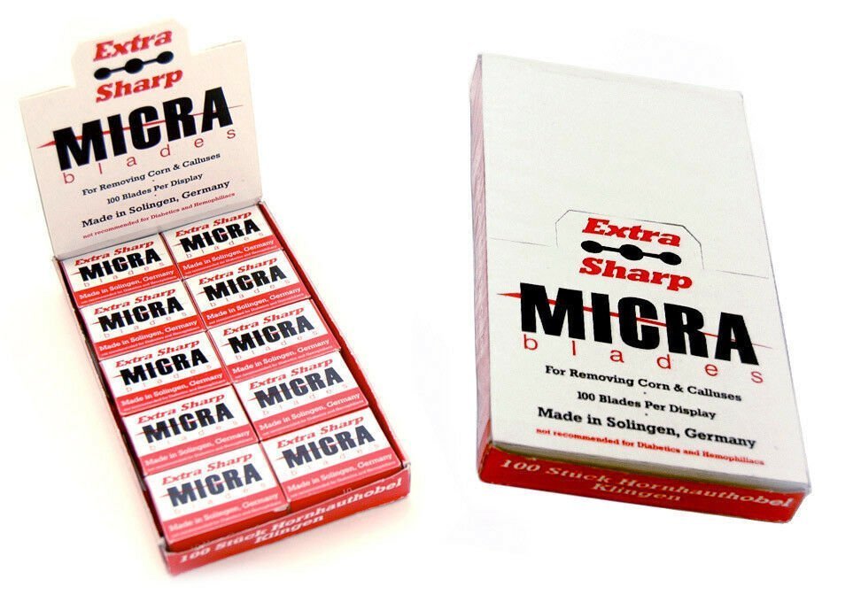 MICRA - Extra Sharp Razor Blades Hard Skin Callus Remover Corn Pedicure 100pcs