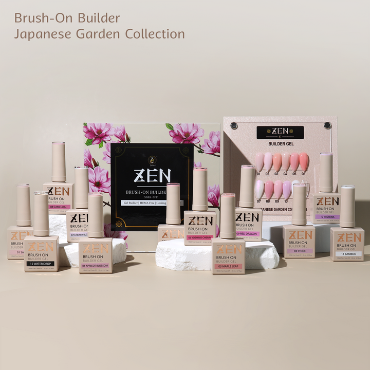 KAZEN Japanese Garden Collection (#1 - #12) | 12 HEMA-Free Brush On Builder Gels