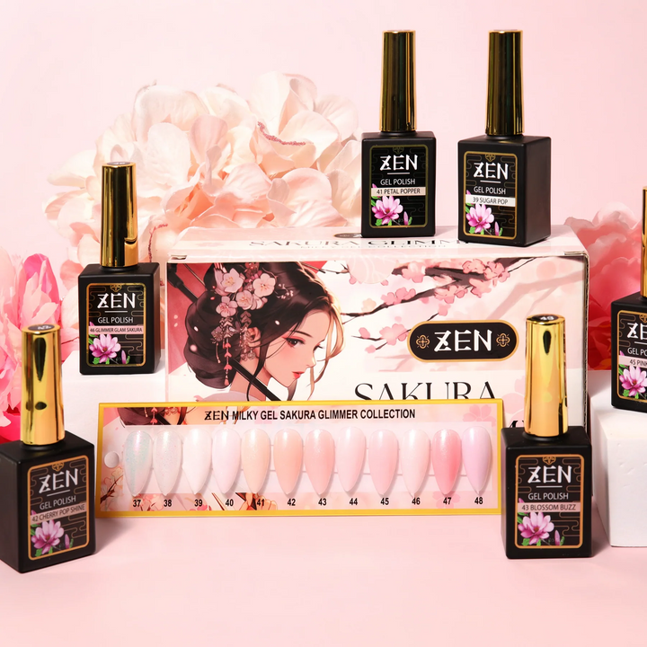 ZEN 12 x Milky Gel Polish Sakura Glimmer Collection #37-#48