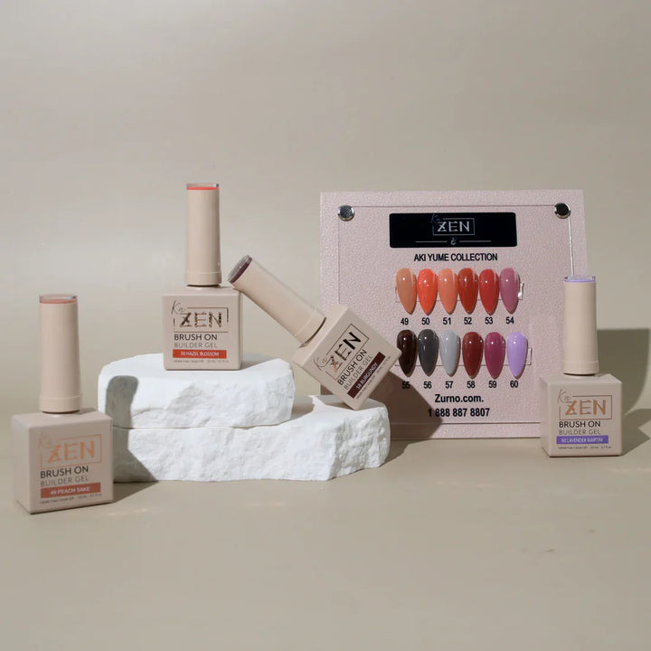 KAZEN Aki Yumi Collection (#49 - #60) | 12 HEMA-Free Brush On Builder Gels