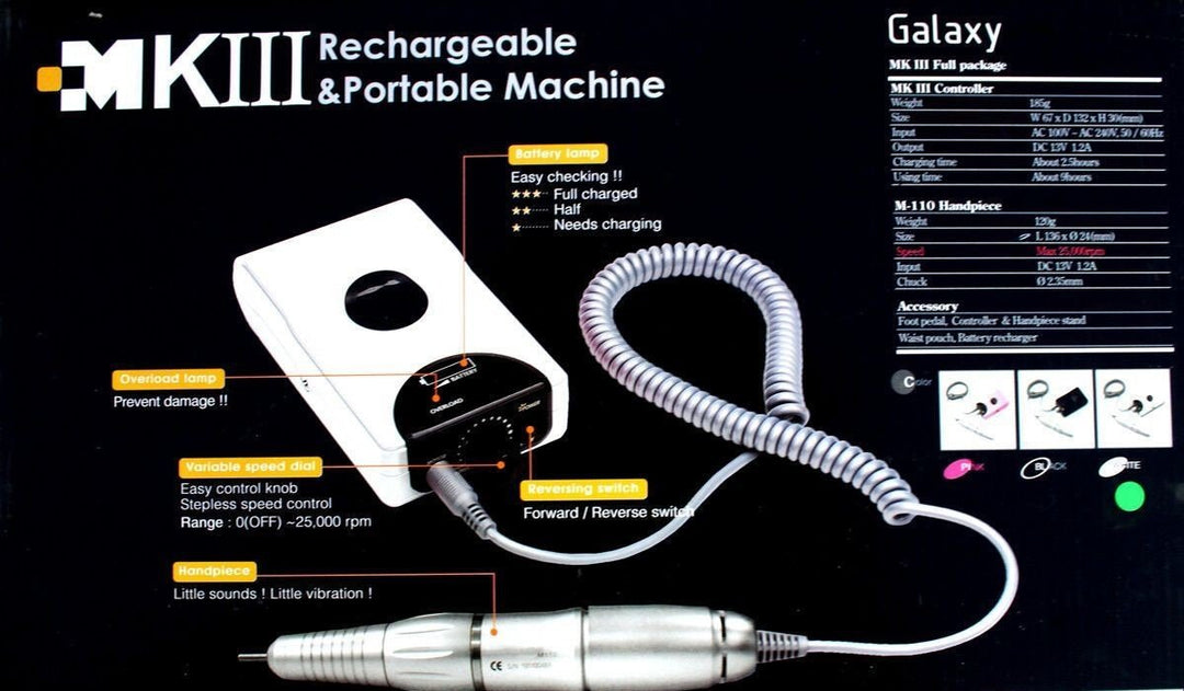 Galaxy MK3 Portable & Rechargeable Electric Nail File Machine