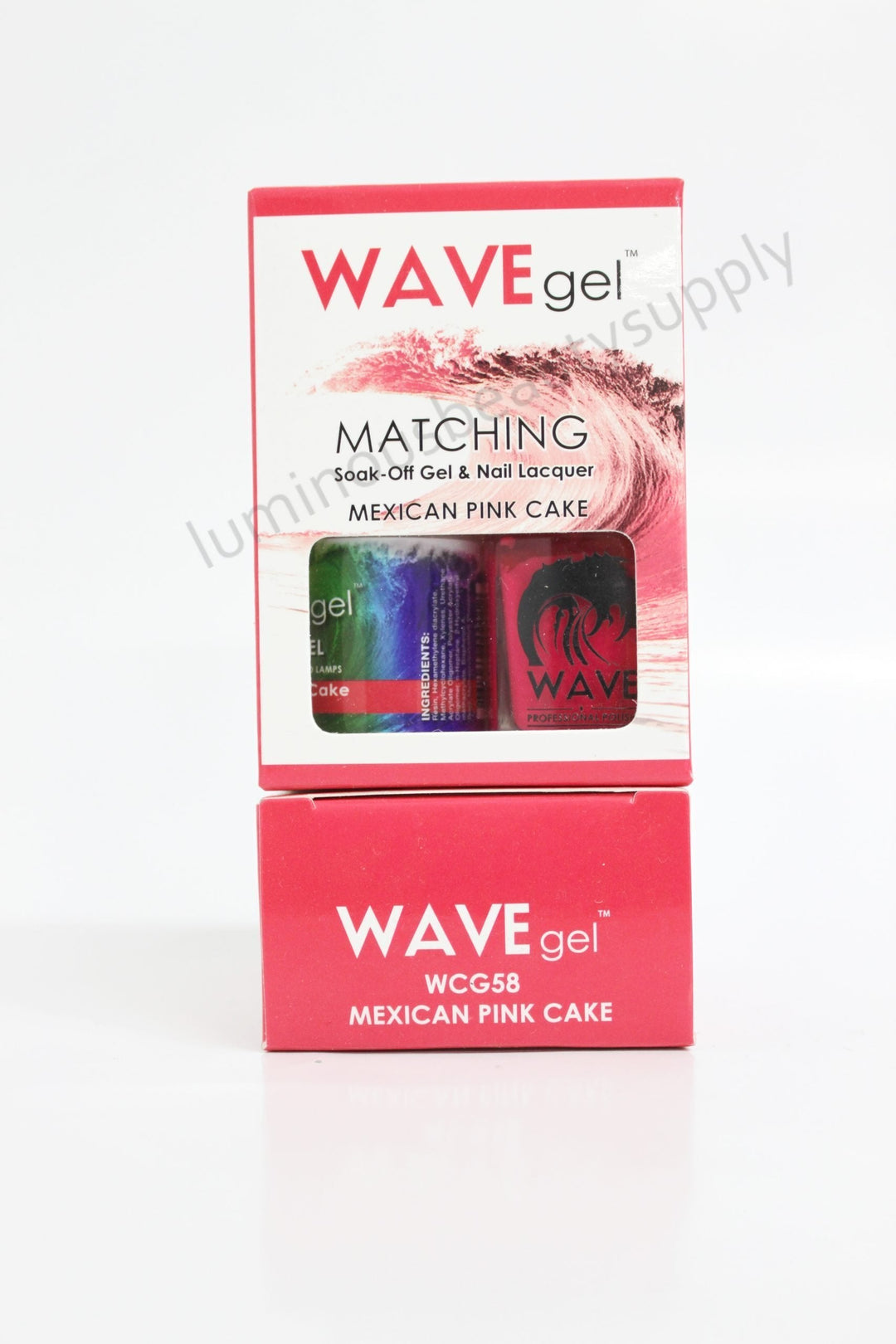 WaveGel Matching Duo Gel Nail Polish & Nail Lacquer W58 Mexican Pink Cake