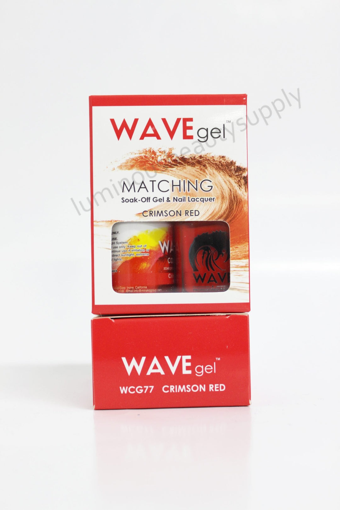 WaveGel Matching Duo Gel Nail Polish & Nail Lacquer W77 Crimson Red