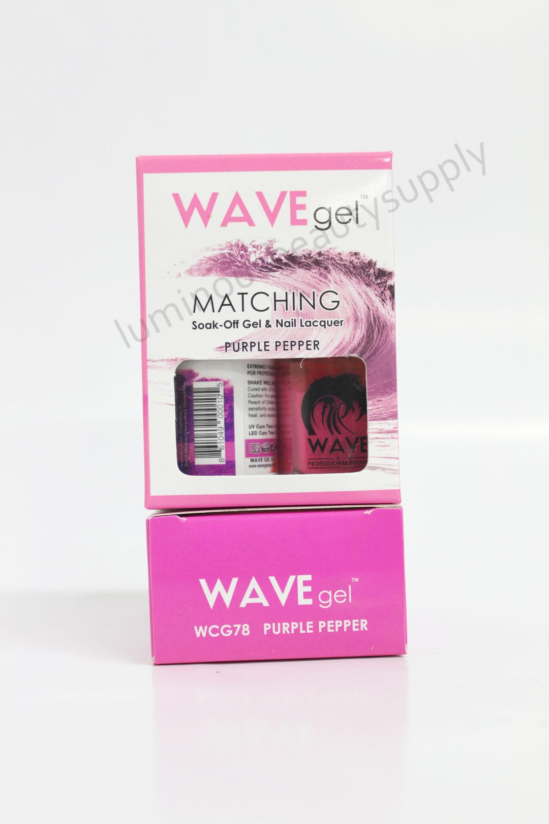 WaveGel Matching Duo Gel Nail Polish & Nail Lacquer W78 Purple Pepper