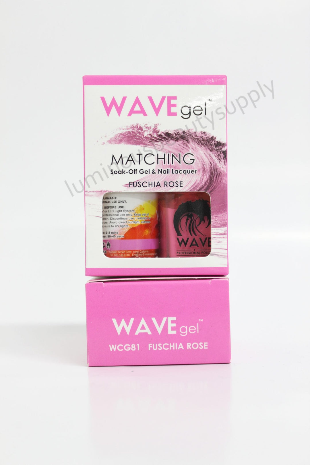 WaveGel Matching Duo Gel Nail Polish & Nail Lacquer W81 Fuschia Rose
