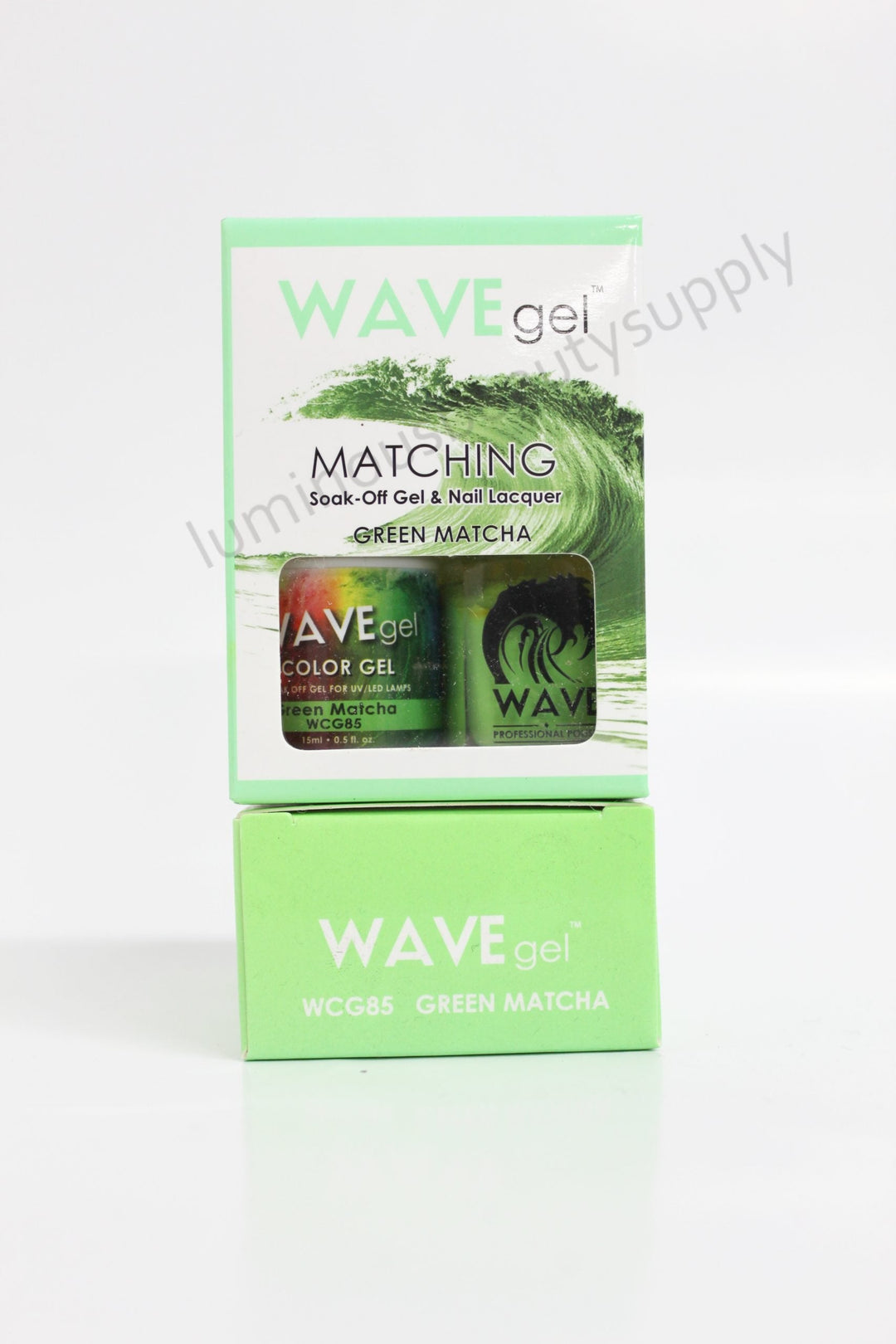 WaveGel Matching Duo Gel Nail Polish & Nail Lacquer W85 Green Matcha