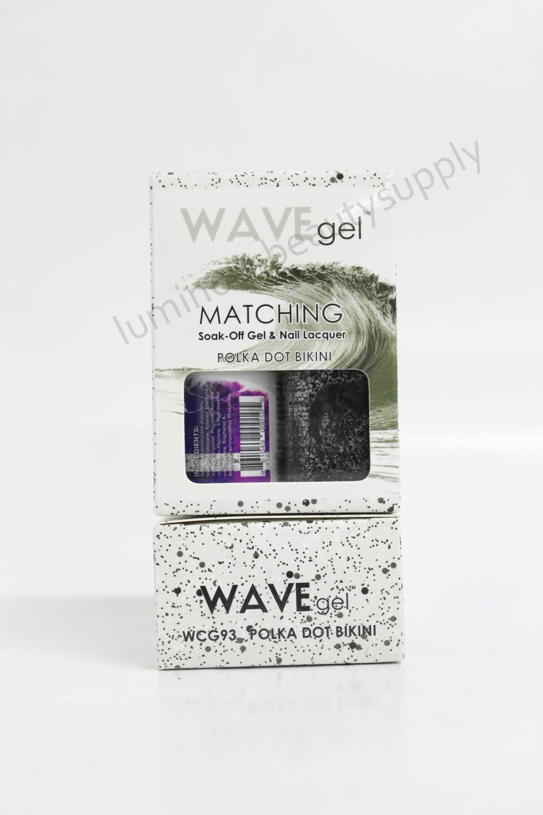 WaveGel Matching Duo Gel Nail Polish & Nail Lacquer W93 Polka Dot Bikini