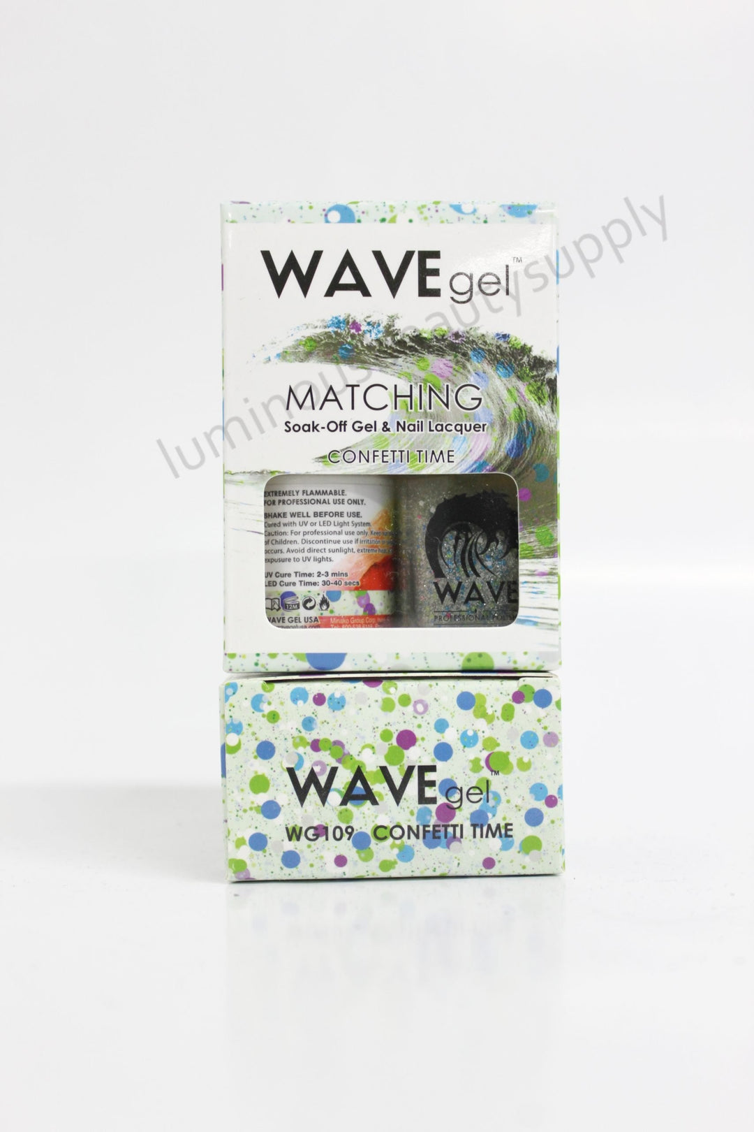 WaveGel Matching Duo Gel Nail Polish & Nail Lacquer W109 Confetti Time
