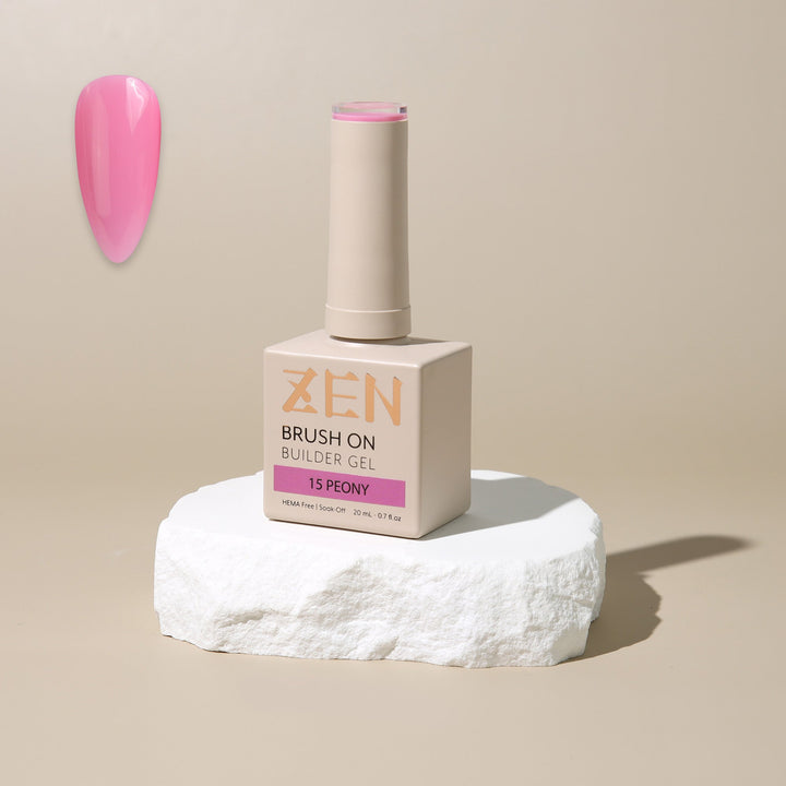 ZEN Brush On Builder Gel (15) - 20mL | HEMA-Free & Soak-Off Builder in a Bottle