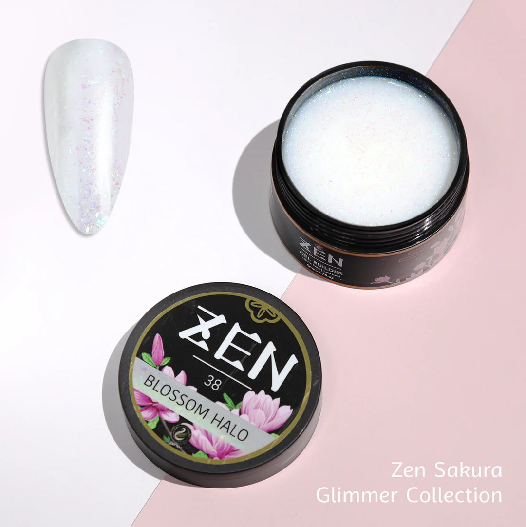 Zen Builder Gel In Jar – Sakura Glimmer Collection | Nail Sculpting Gel for Extensions & Overlays