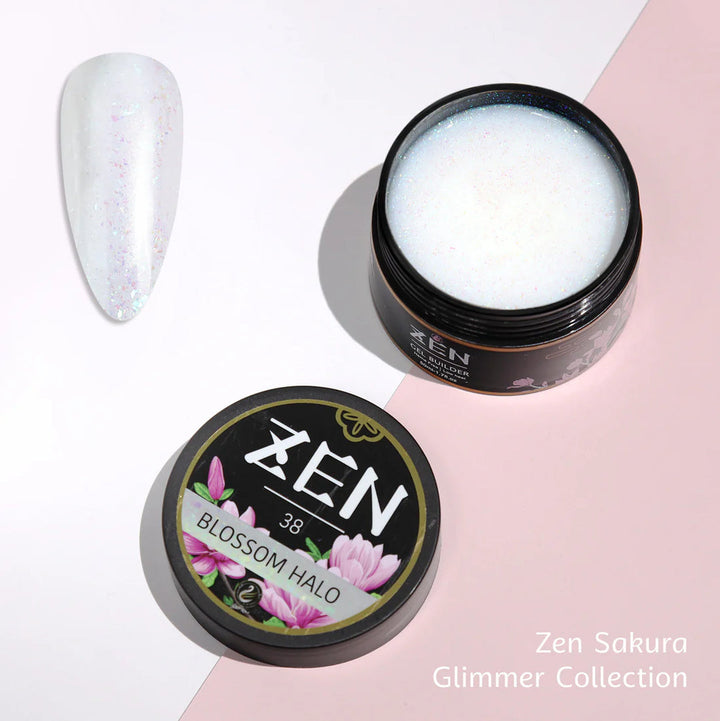 Zen Builder Gel In Jar – Sakura Glimmer Collection | Nail Sculpting Gel for Extensions & Overlays