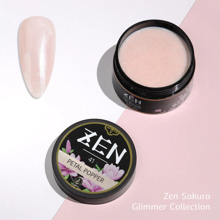 Zen Builder Gel In Jar – Sakura Glimmer Collection | Nail Sculpting Gel for Extensions & Overlays