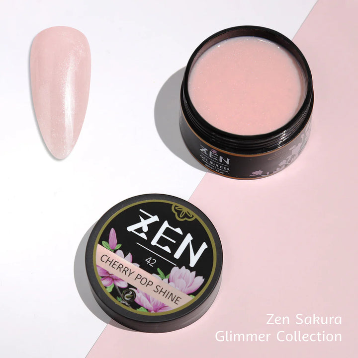 Zen Builder Gel In Jar – Sakura Glimmer Collection | Nail Sculpting Gel for Extensions & Overlays
