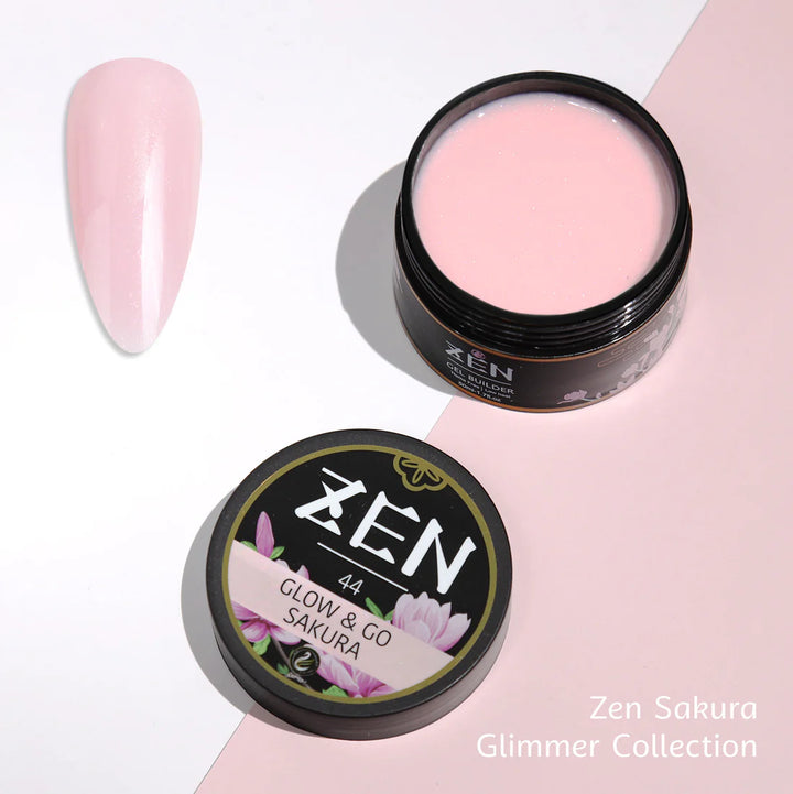 Zen Builder Gel In Jar – Sakura Glimmer Collection | Nail Sculpting Gel for Extensions & Overlays