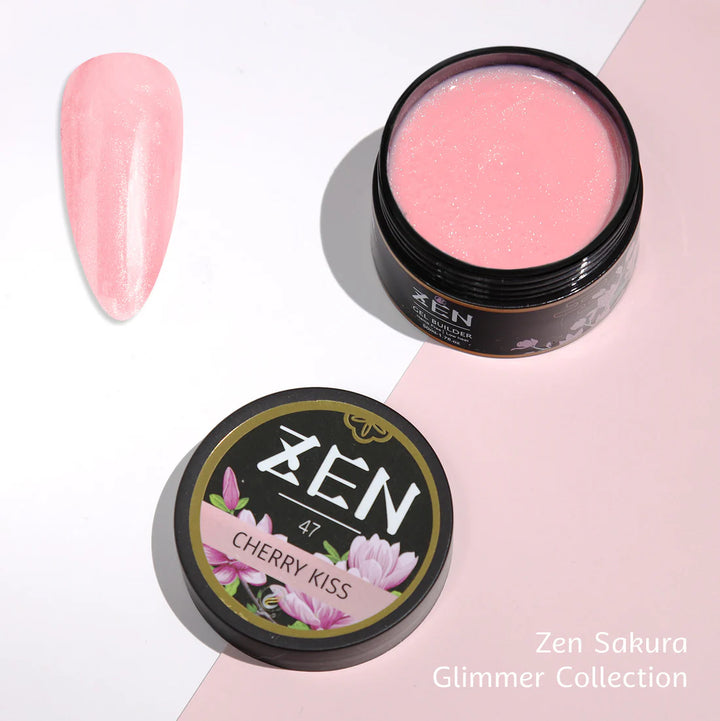Zen Builder Gel In Jar – Sakura Glimmer Collection | Nail Sculpting Gel for Extensions & Overlays