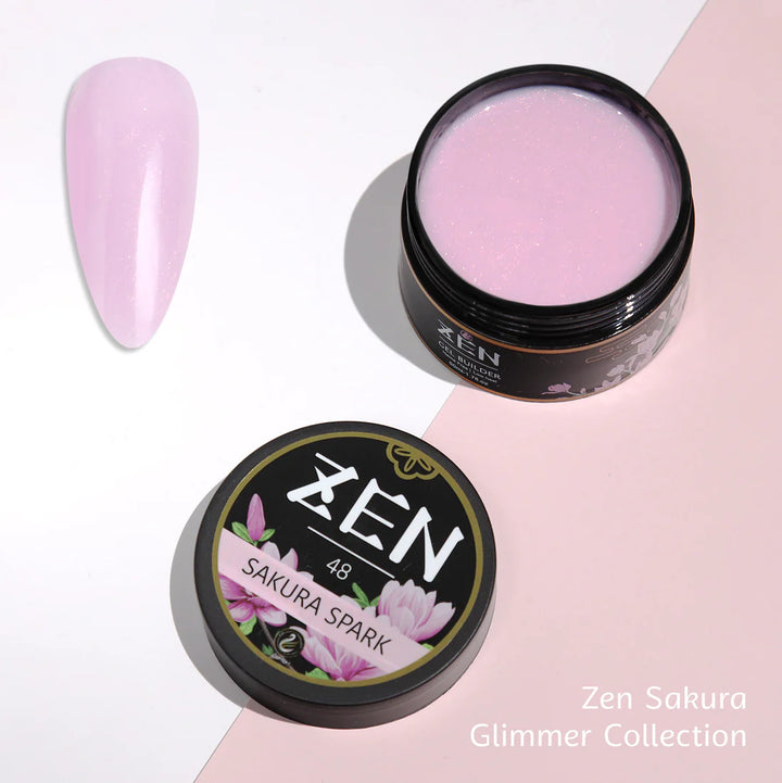 Zen Builder Gel In Jar – Sakura Glimmer Collection | Nail Sculpting Gel for Extensions & Overlays